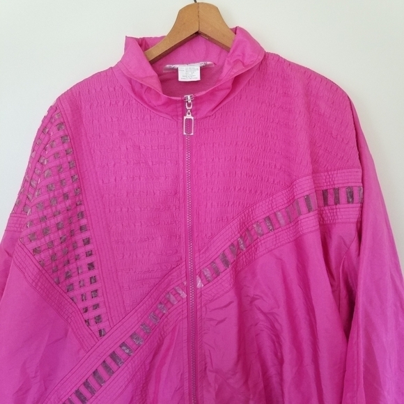 Vintage 2 Piece Pink Tracksuit Set From 90s Mixed Texture Panels Size 3x - Picture 2 of 9